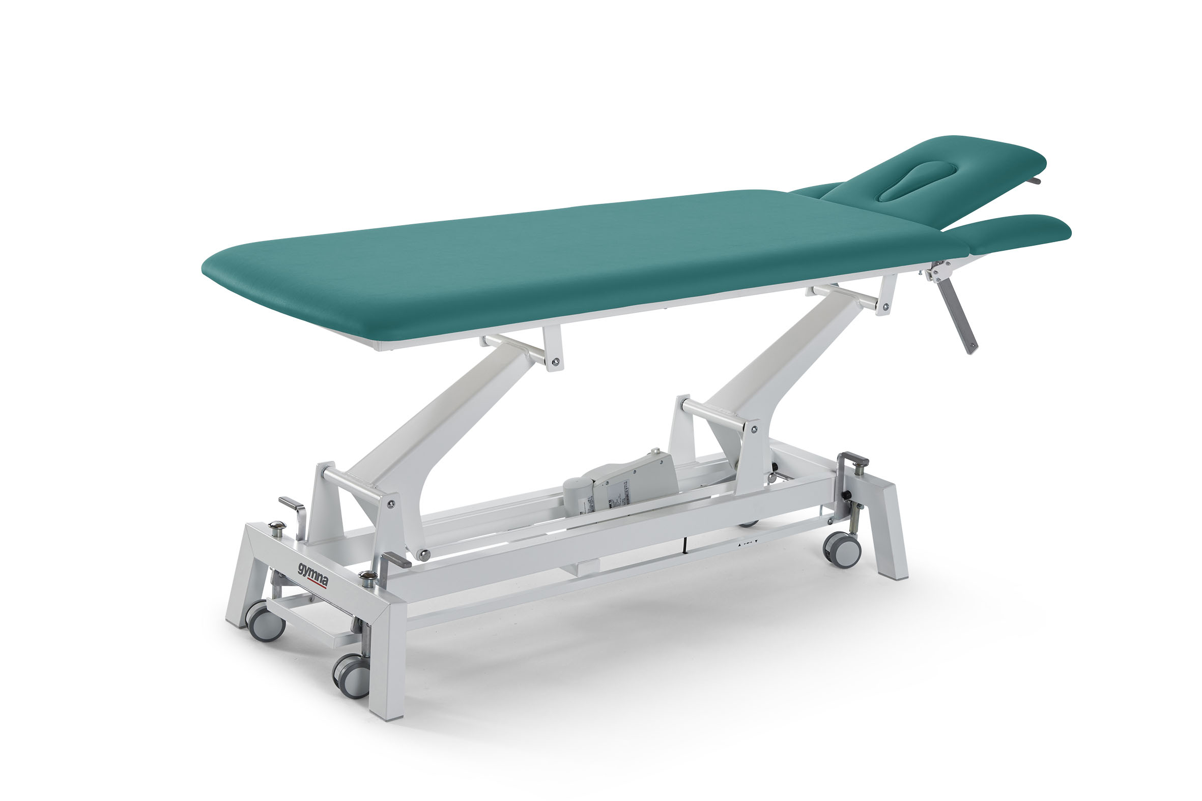 Behandlungsliege Gymna G2 Duoplus MED, elektrische Höhenverstellung über Fuß- oder Handschalter, inkl. Radsatz & Sperrbox - Artikel wurde ab dem 01. April durch Gymna.GO ersetzt!