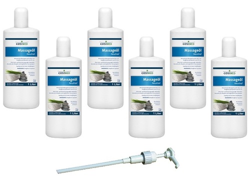 cosiMed Bundle Massageöl Neutral, 6 x 1-l-Flasche + 1 Dosierpumpe