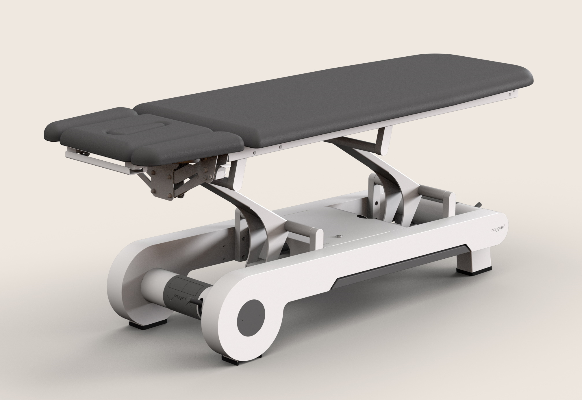 Naggura N'RUN 4, Behandlungsliege 2-tlg., elektrische Höhenverstellung über Rundumschaltung sowie 3-tlg. Kopfteil