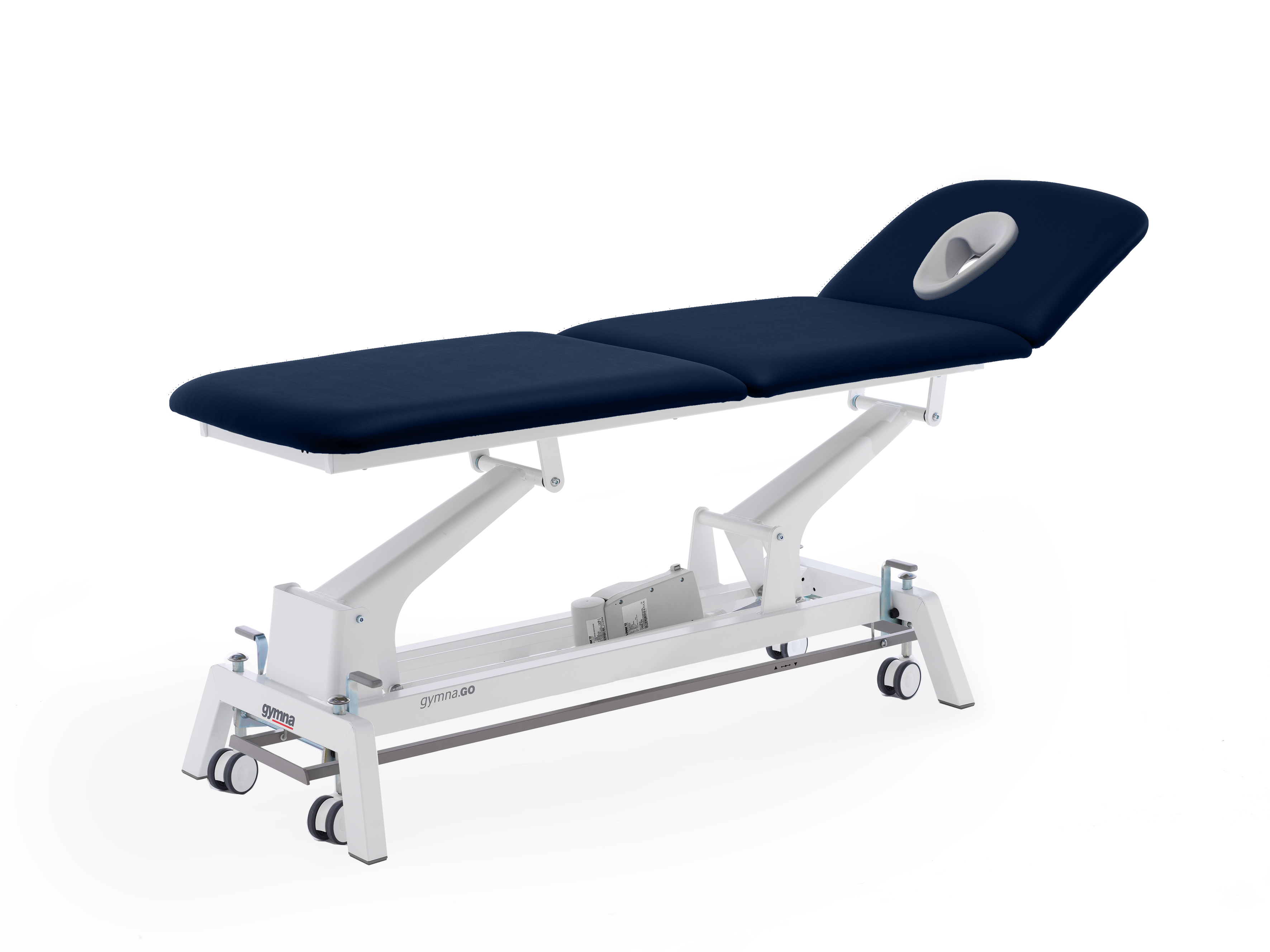 Behandlungsliege Gymna.GO - T3x, elektrische Höhenverstellung über i-control sowie 3-tlg. Kopfteil und anstellbarem Fussteil - Graphit