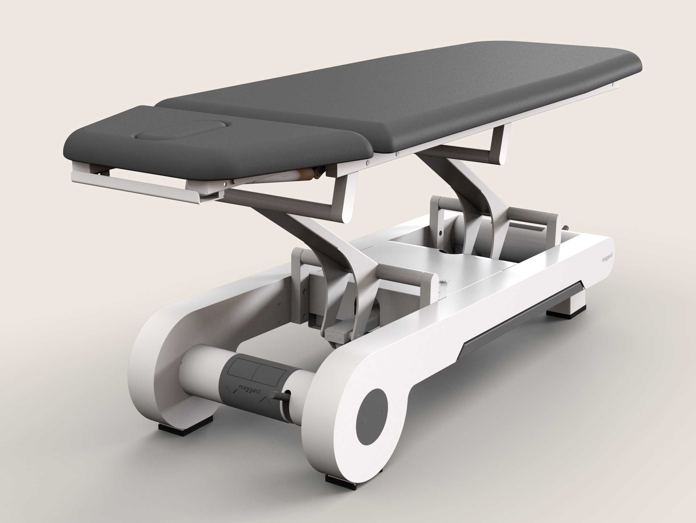 Naggura N'RUN 2, Behandlungsliege 2-tlg., elektrische Höhenverstellung über Rundumschaltung & Rädergestell