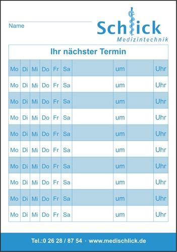 Terminzettelblock DIN A6 selbstdurchschreibend (PE = 5 Blöcke)