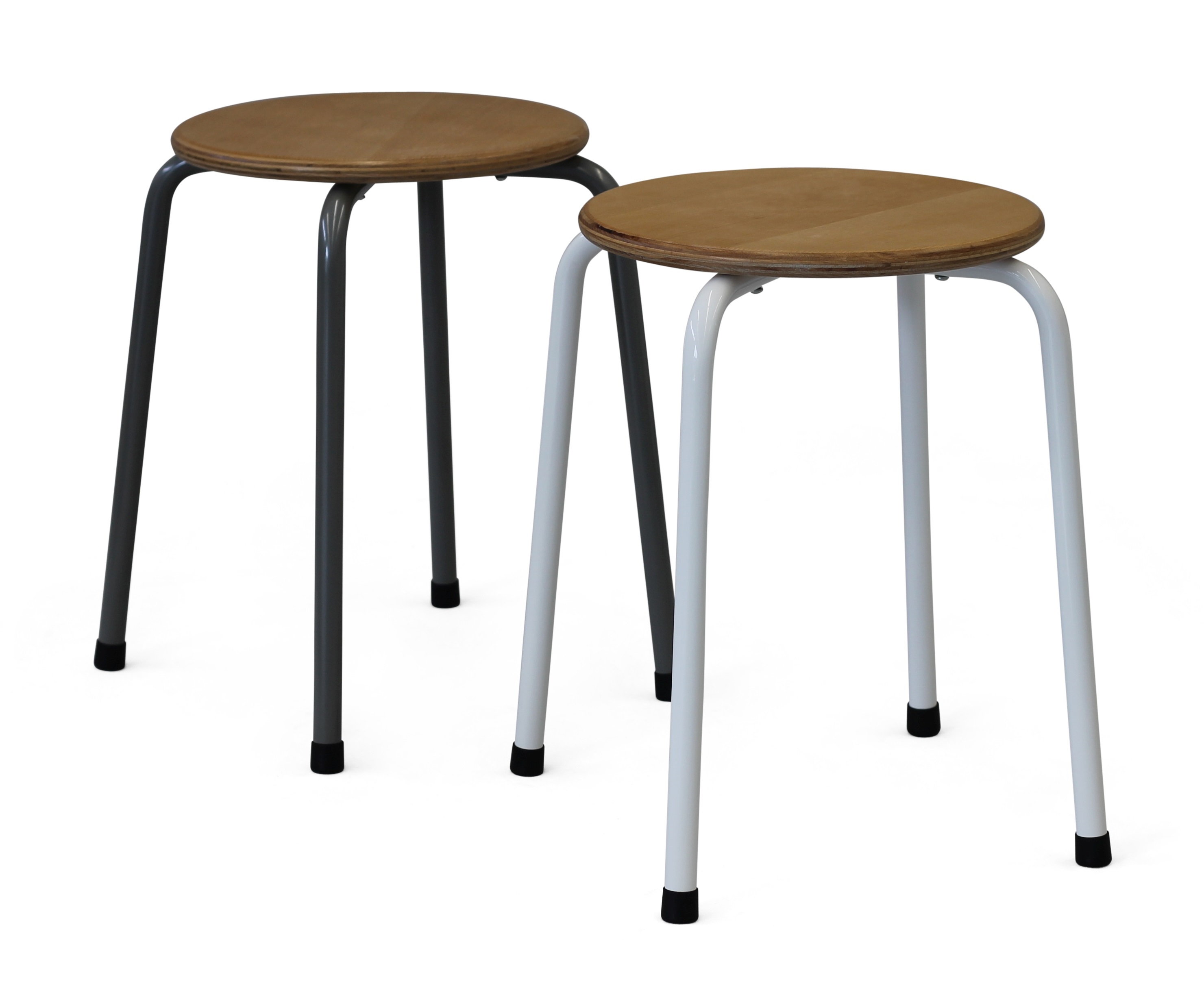 Gymnastikhocker rund, mit Massivholzplatte aus Multiplex Buche, Höhe ca. 46 cm - grau-aluminium RAL 9007