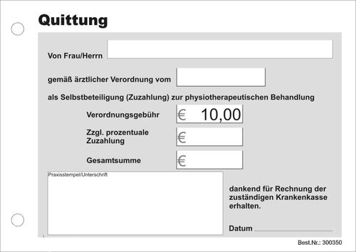 Quittungsblock Physiotherapie DIN A6 (PE = 5 Blöcke)