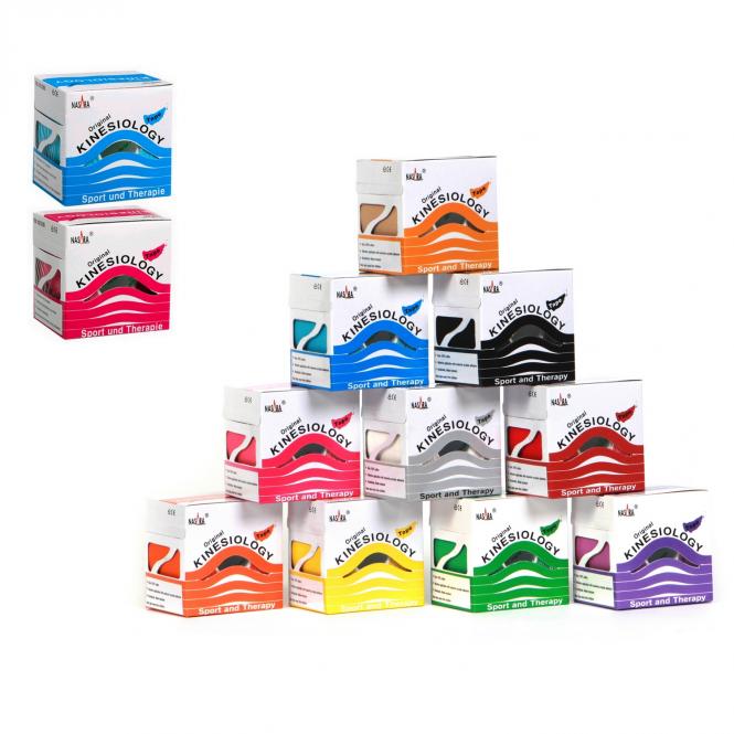 Nasara Kinesiologie Tape, 5 m x 5 cm in 10 verschiedenen Farben