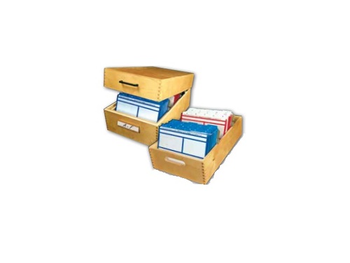 Holzkarteikasten DIN A5 quer, buche, für 1.500 Karteikarten, Maße: 255 x 380 x 190 mm (ohne Inhalt)