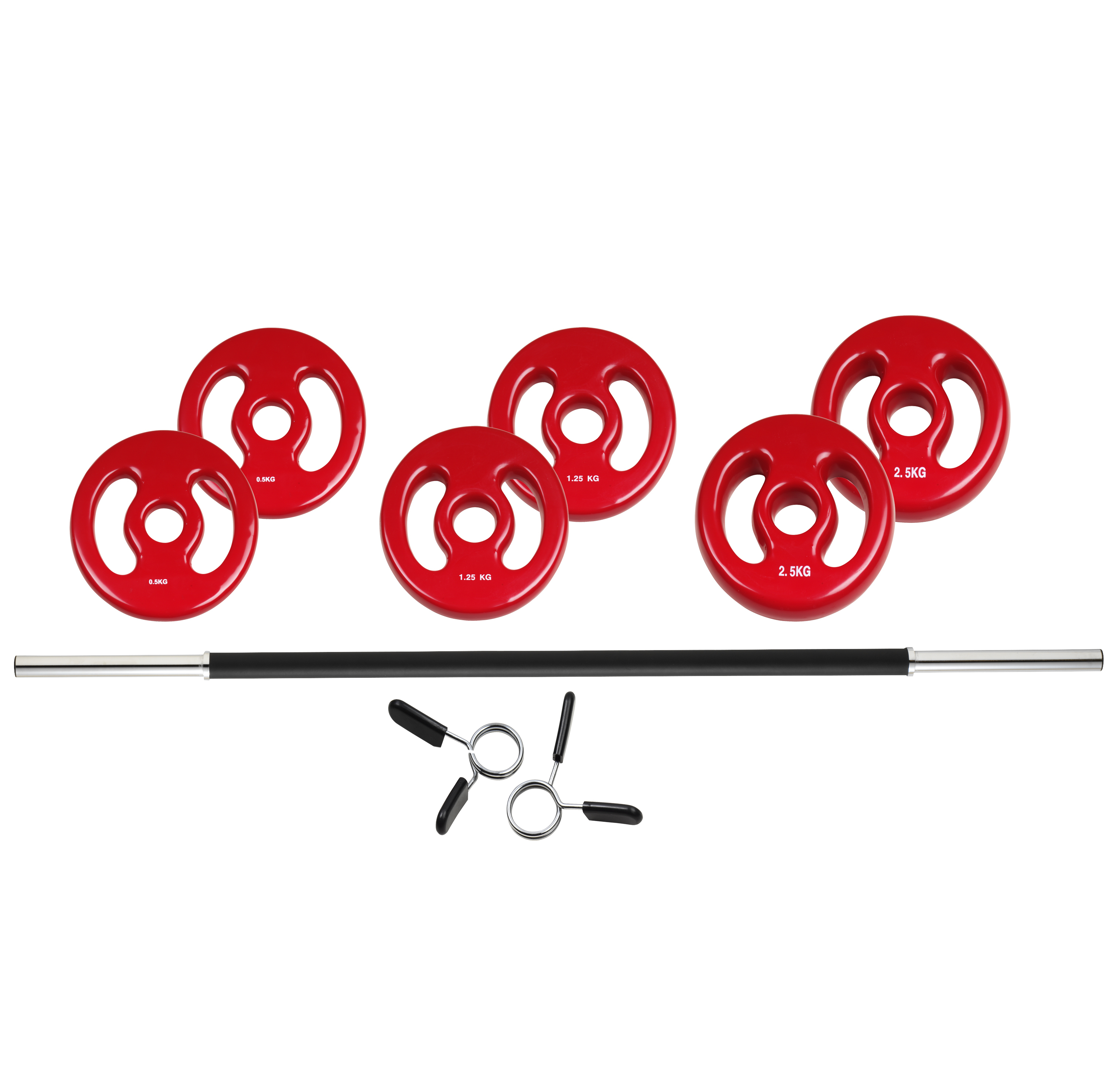 Vital Langhantelset groß, 18,5-kg, Farbe rot oder grau