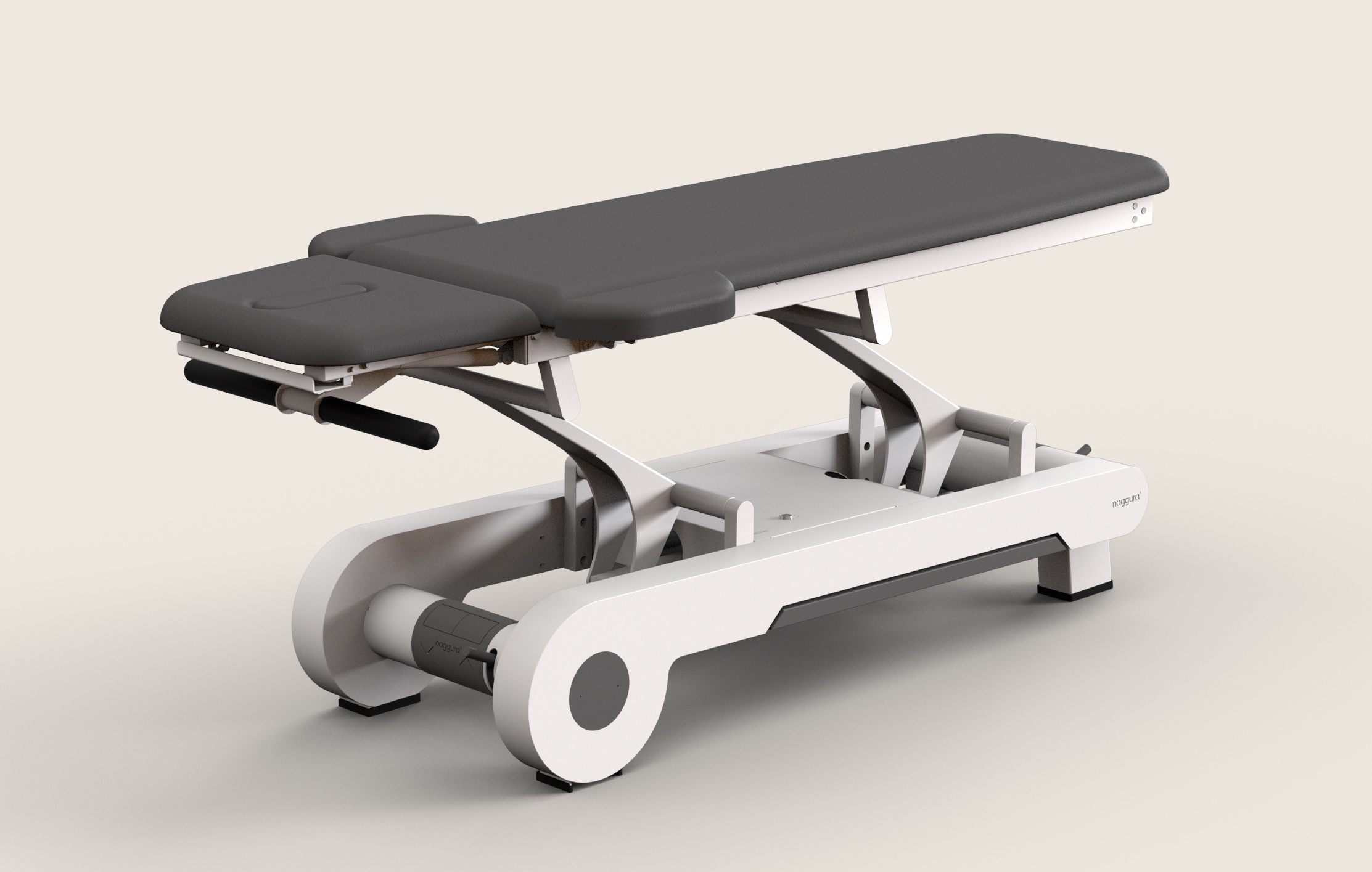 Naggura N'RUN 2W, Behandlungsliege 2-tlg., elektrische Höhenverstellung über Rundumschaltung sowie 1-tlg. Kopfteil, Verbreiterungsauflagen abklappbar - Artikel Nicht mehr verfügbar!