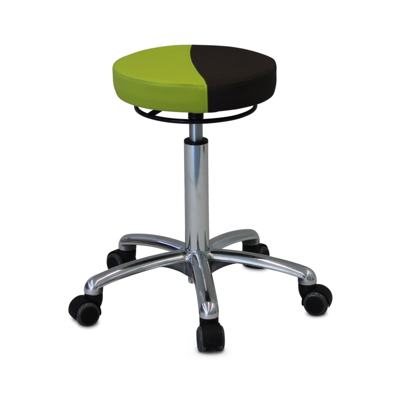 Polsterhocker, Sitzfläche rund, Aluminiumfußkreuz, Höhe wahlweise, fahrbar mit Rollen