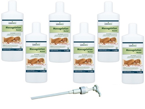 cosiMed Bundle Massagelotion Neutral, 6 x 1-l-Flasche + 1 Dosierpumpe