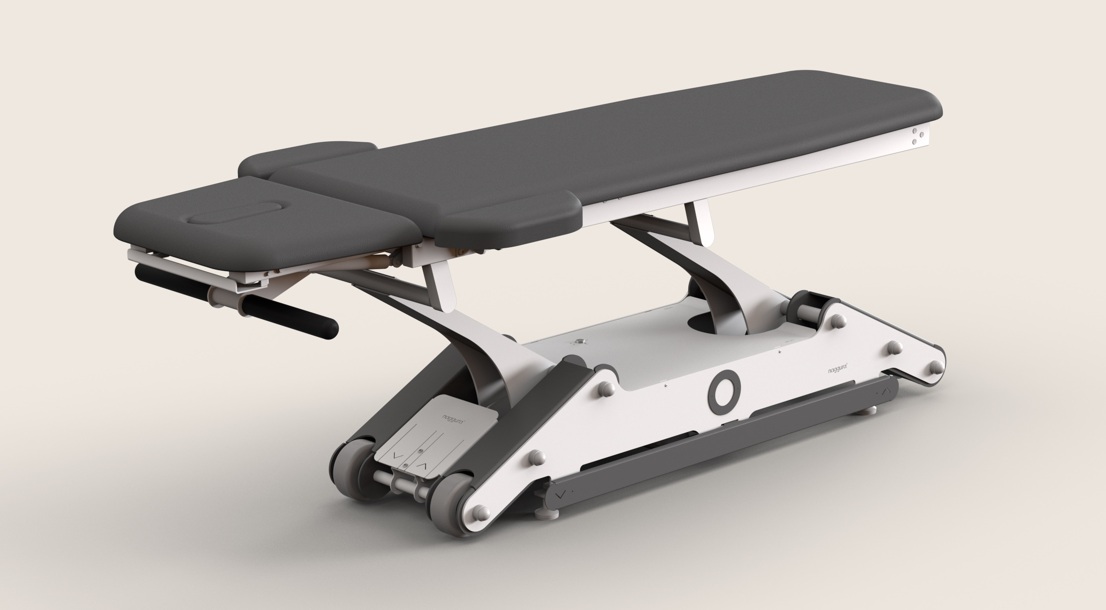 Naggura N'GO 2W, Behandlungsliege 2-tlg., elektrische Höhenverstellung über Rundumschaltung sowie 1-tlg. Kopfteil und Verbreiterungsauflagen abklappbar - Artikel NICHT mehr verfügbar!